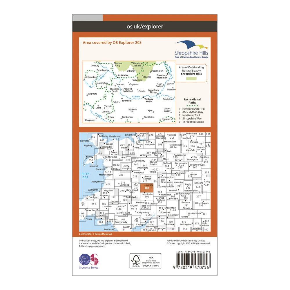 Explorer Active 203 Ludlow, Tenbury Wells & Cleobury Mortimer Map With Digital Version