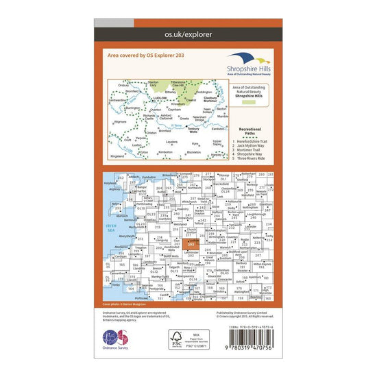 Explorer Active 203 Ludlow, Tenbury Wells & Cleobury Mortimer Map With Digital Version
