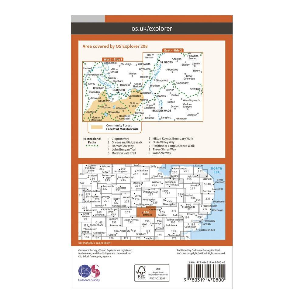 Explorer Active 208 Bedford & St Neots Map With Digital Version