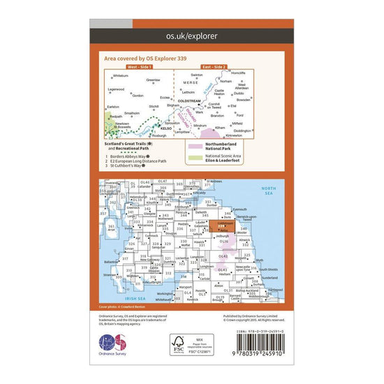 Explorer 339 Kelso, Coldstream & Lower Tweed Valley Map With Digital Version