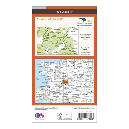 Explorer Active 217 The Long Mynd & Wenlock Edge Map With Digital Version