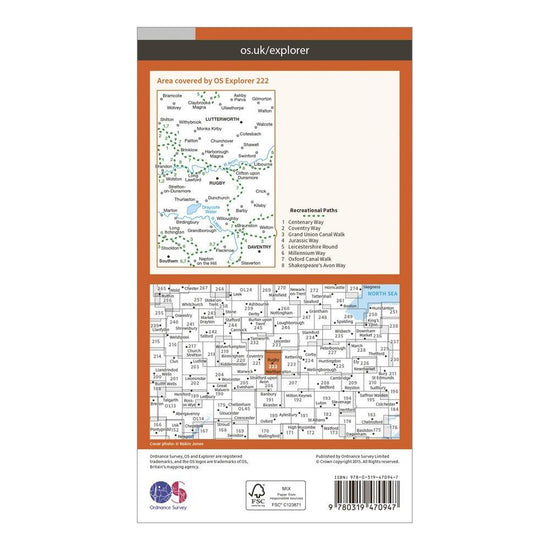 Explorer Active 222 Rugby & Daventry Map With Digital Version