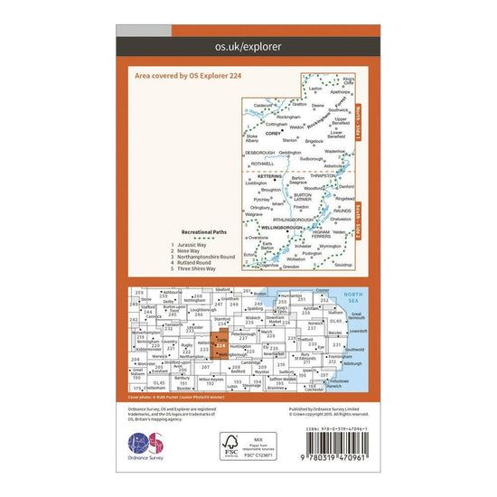 Explorer Active 224 Corby, Kettering & Wellingborough Map With Digital Version