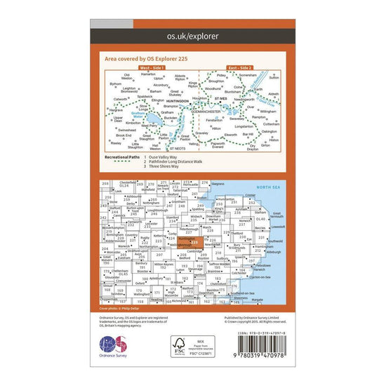Explorer Active 225 Huntingdon & St Ives Map With Digital Version