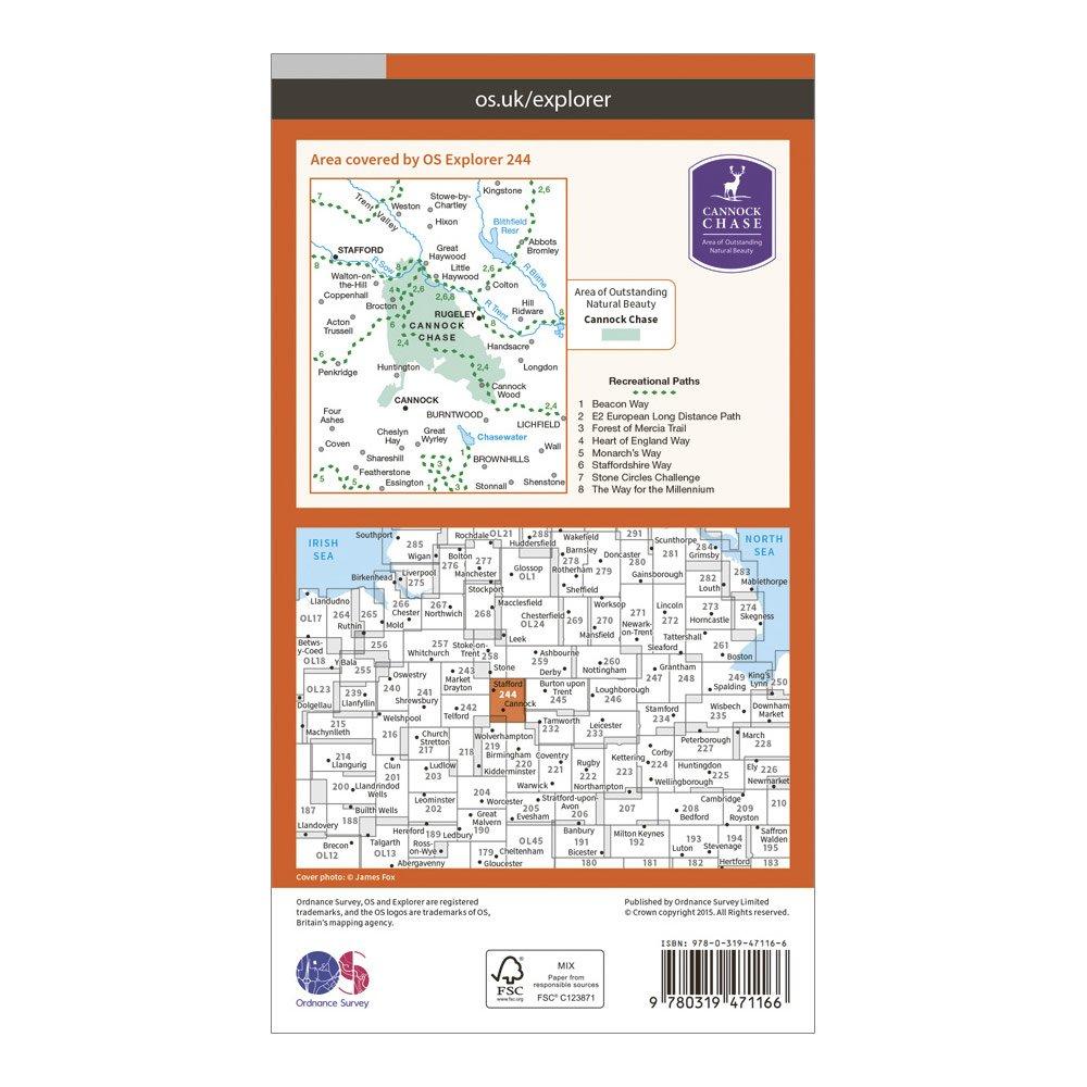 Explorer Active 244 Cannock Chase & Chasewater Map With Digital Version