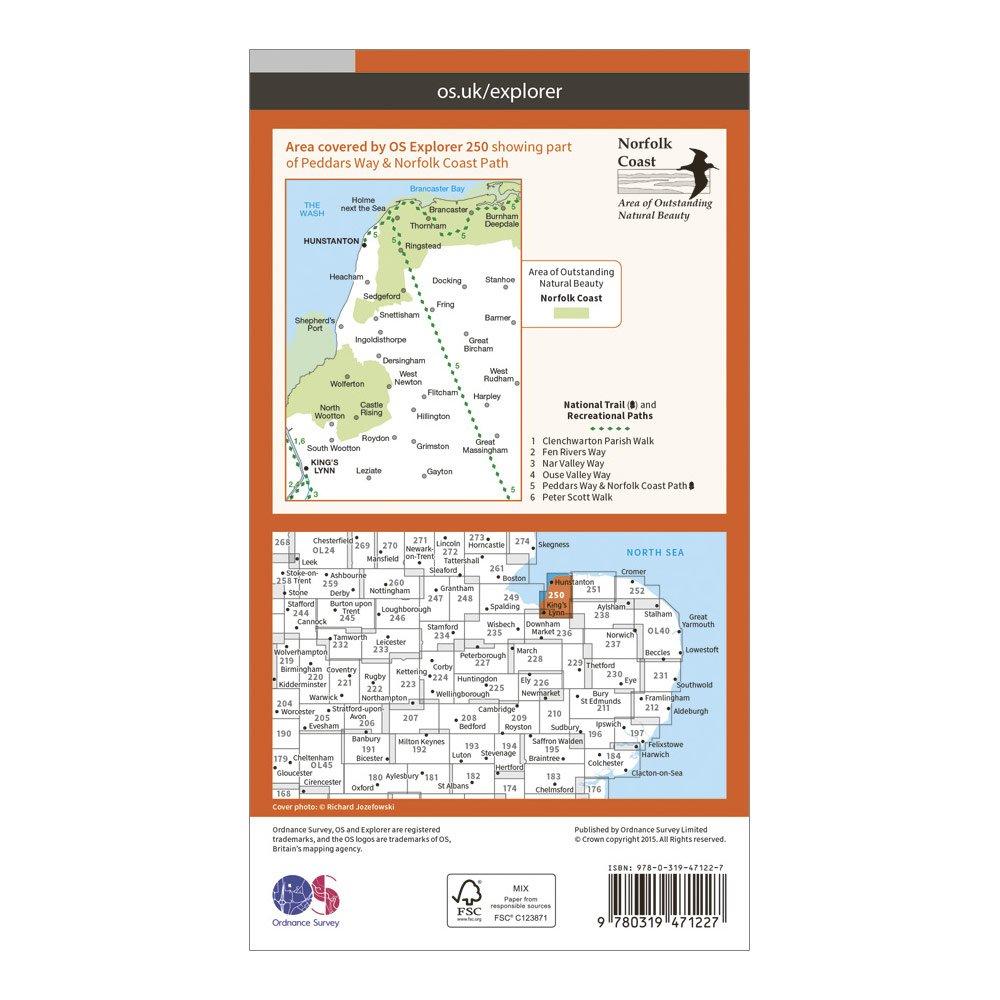 Explorer Active 250 Norfolk Coast West Map With Digital Version