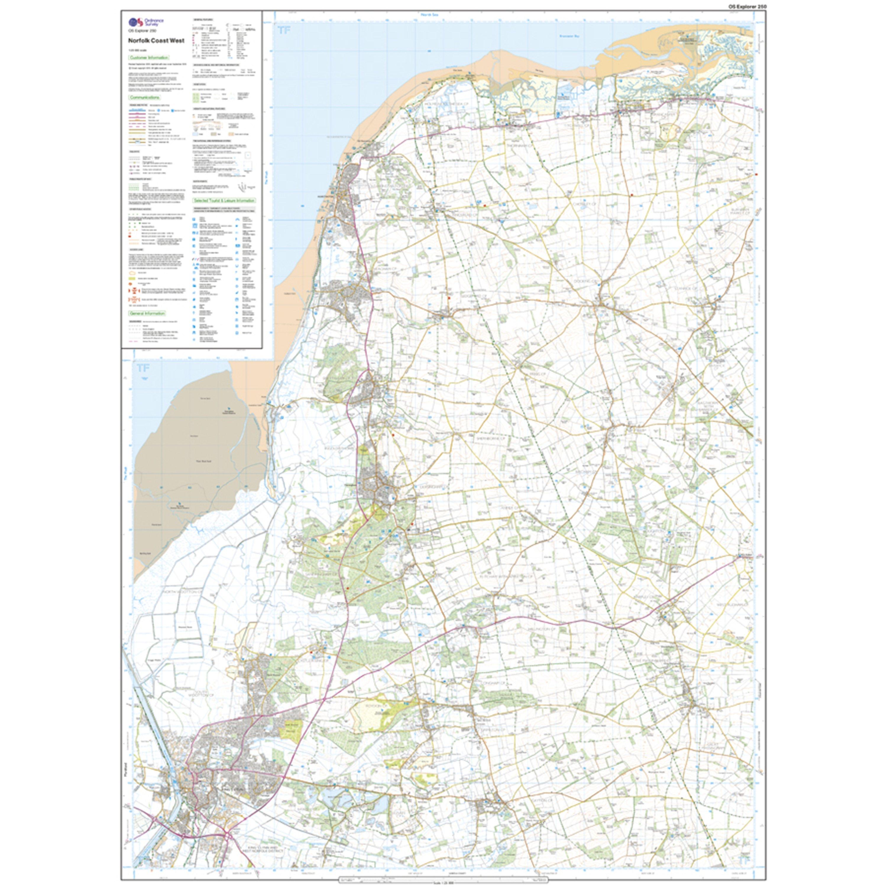 Explorer Active 250 Norfolk Coast West Map With Digital Version