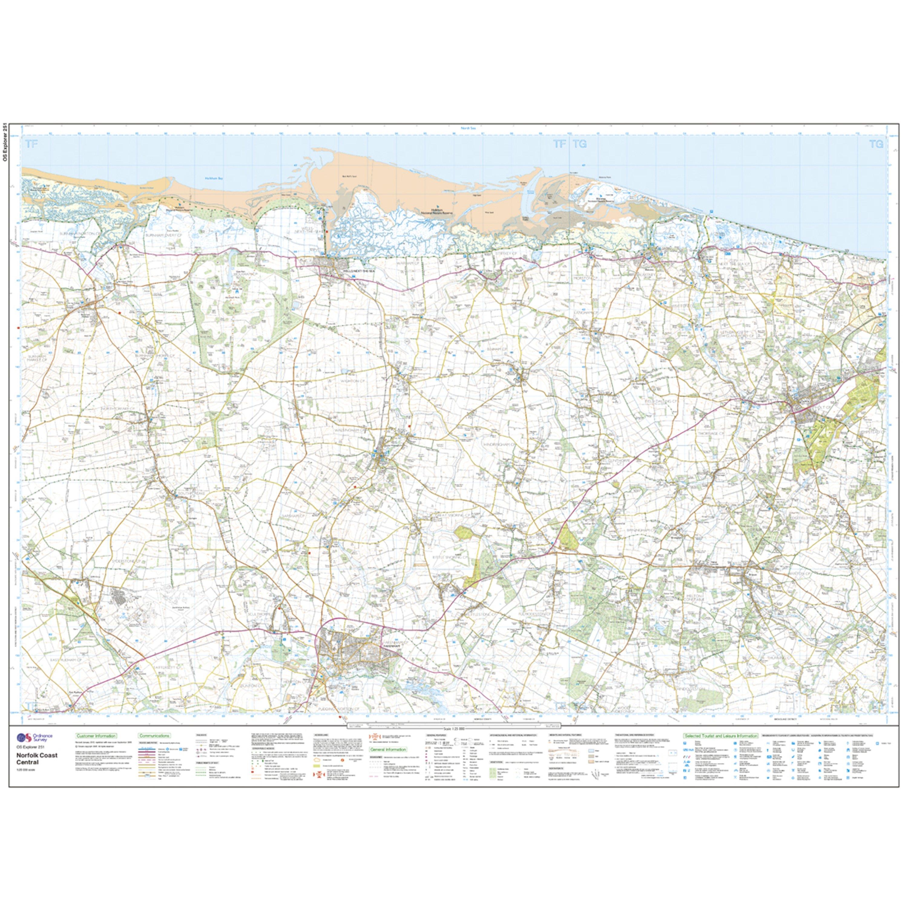 Explorer Active 251 Norfolk Coast Central Map With Digital Version
