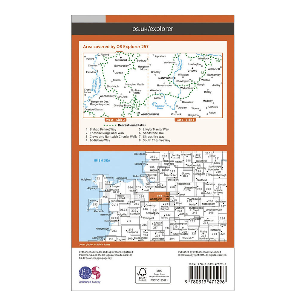 Explorer Active 257 Crewe & Nantwich Map with Digital Version
