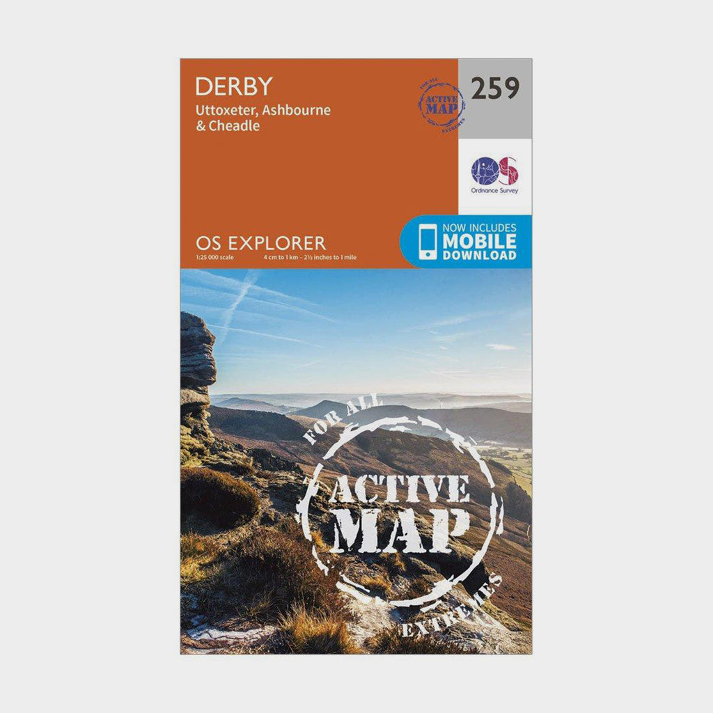 Explorer Active 259 Derby, Uttoxeter, Ashbourne & Cheadle Map With Digital Version
