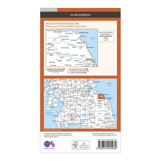 Explorer 346 Berwick-upon-Tweed Map With Digital Version