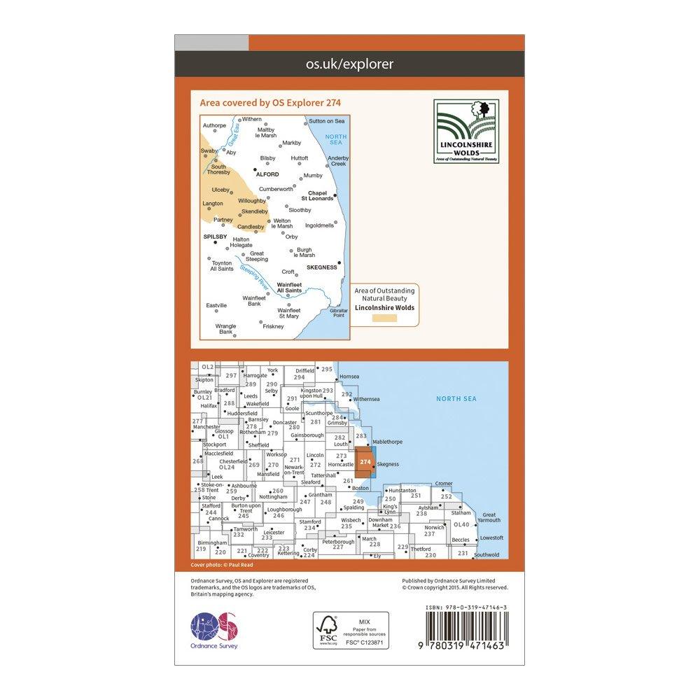 Explorer Active 274 Skegness, Alford & Spilsby Map With Digital Version