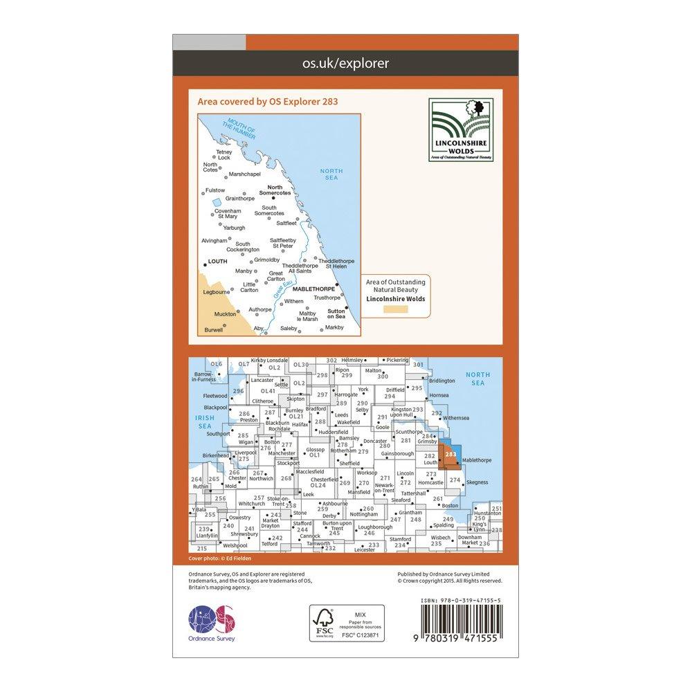 Mablethorpe Map Ordnance Survey Explorer Active 283 Louth & Mablethorpe Map With ...