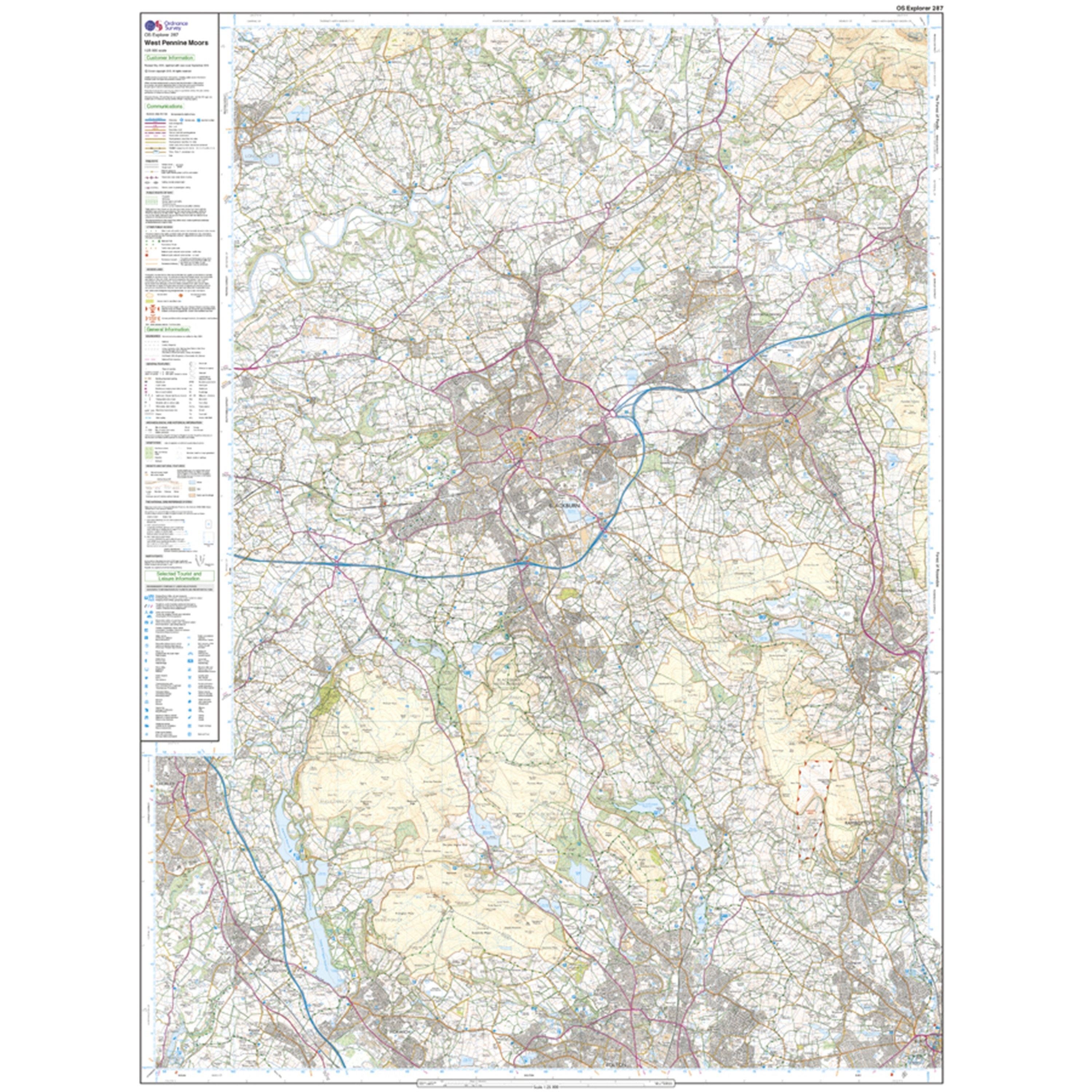 Explorer Active 287 West Pennine Moors, Blackburn, Darwen & Accrington Map With Digital Version