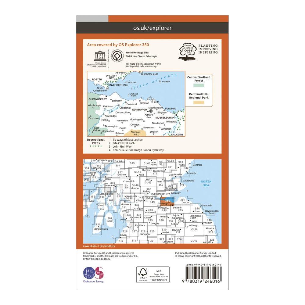 Explorer 350 Edinburgh Map With Digital Version
