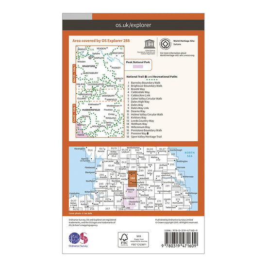 Explorer Active 288 Bradford & Huddersfield Map With Digital Version