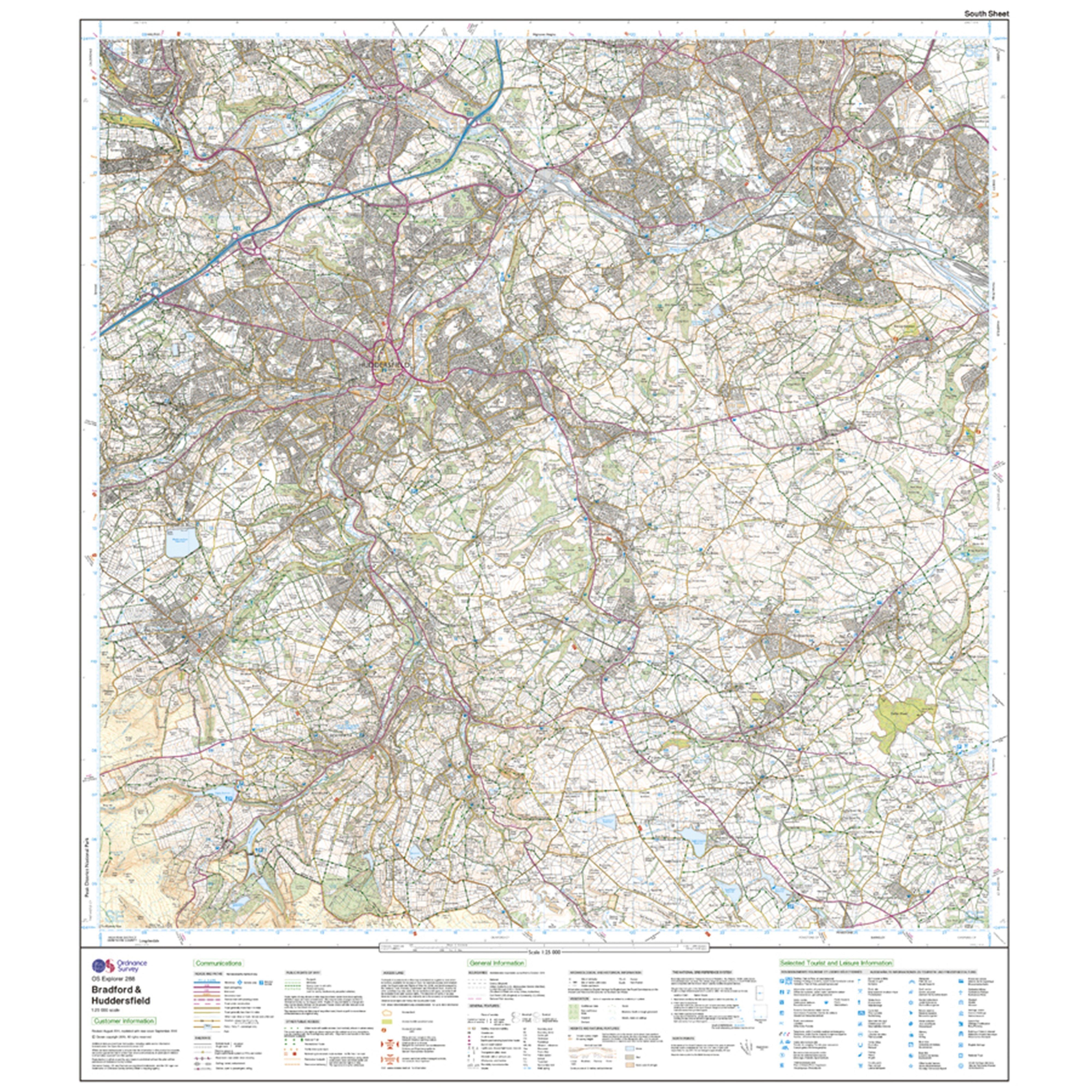 Explorer Active 288 Bradford & Huddersfield Map With Digital Version
