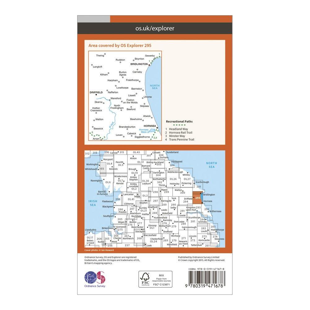 Explorer Active 295 Bridlington, Driffield & Hornsea Map With Digital Version