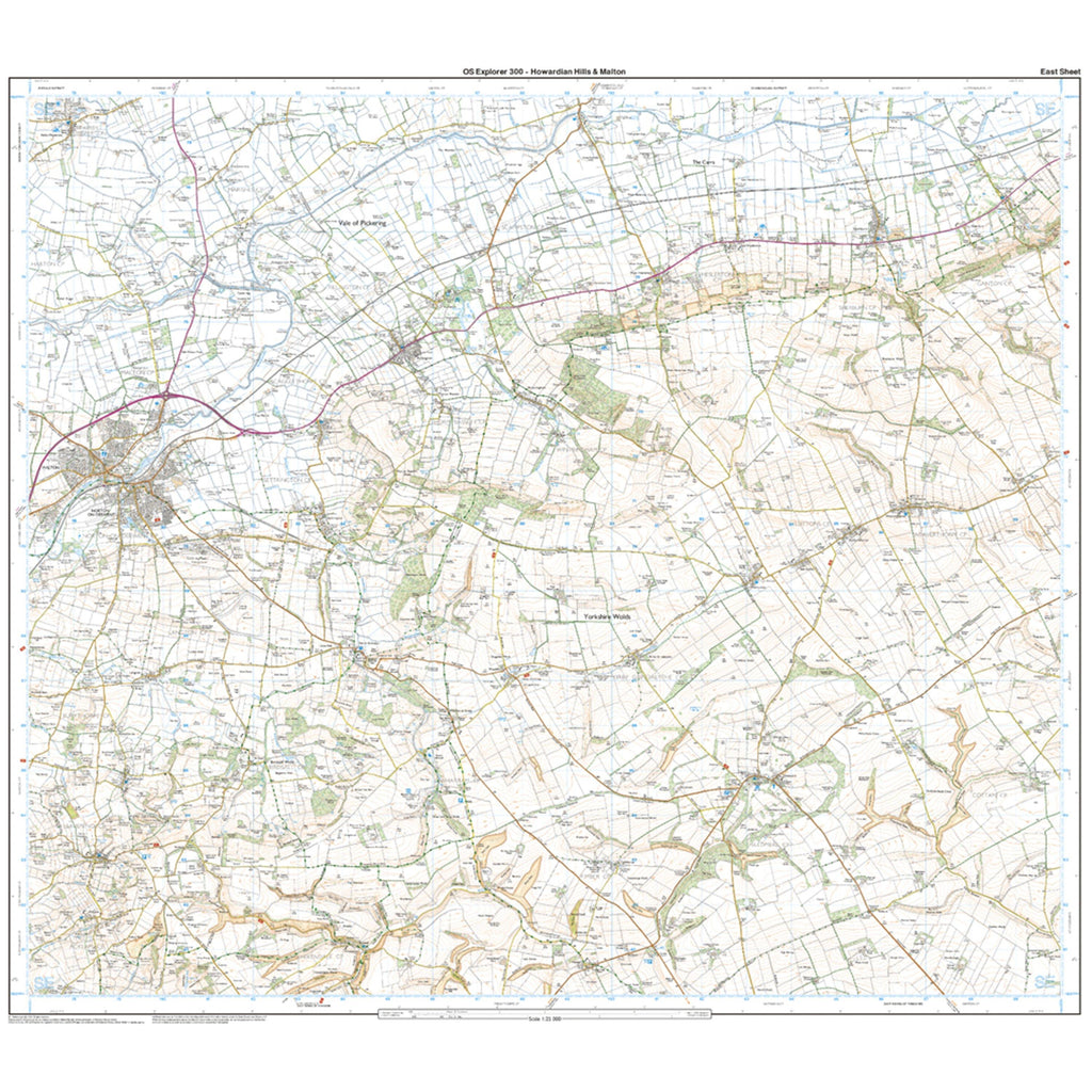 Map Rillington Malton Ordnance Survey Explorer Active 300 Howardian Hills & Malton Map With ...