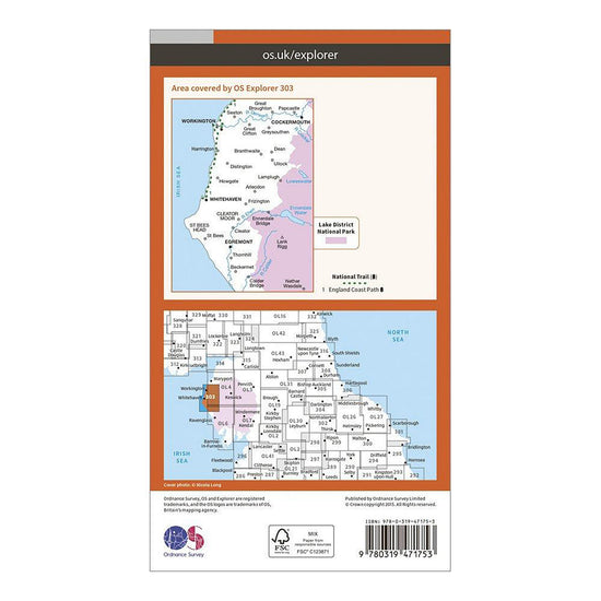 Explorer Active 303 Whitehaven & Workington Map With Digital Version