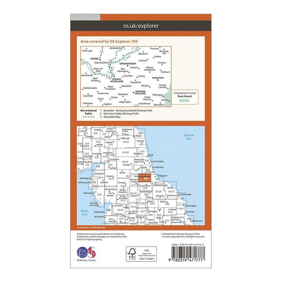 Explorer Active 305 Bishop Auckland Map With Digital Version