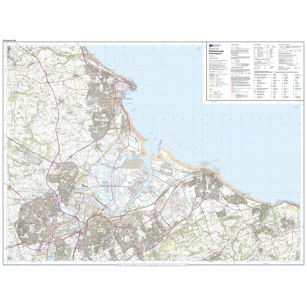 Explorer 306 Middlesbrough & Hartlepool Active Map