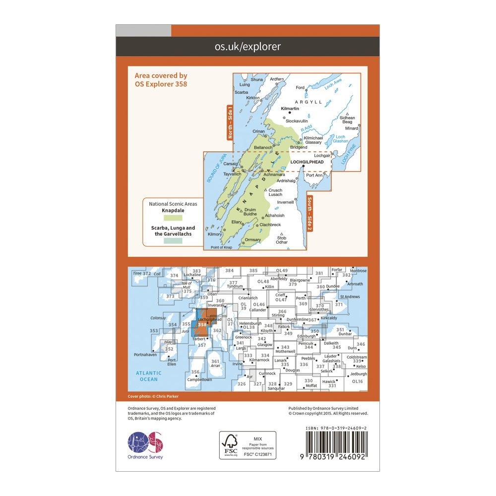Explorer 358 Lochgilphead & Knapdale North Map With Digital Version