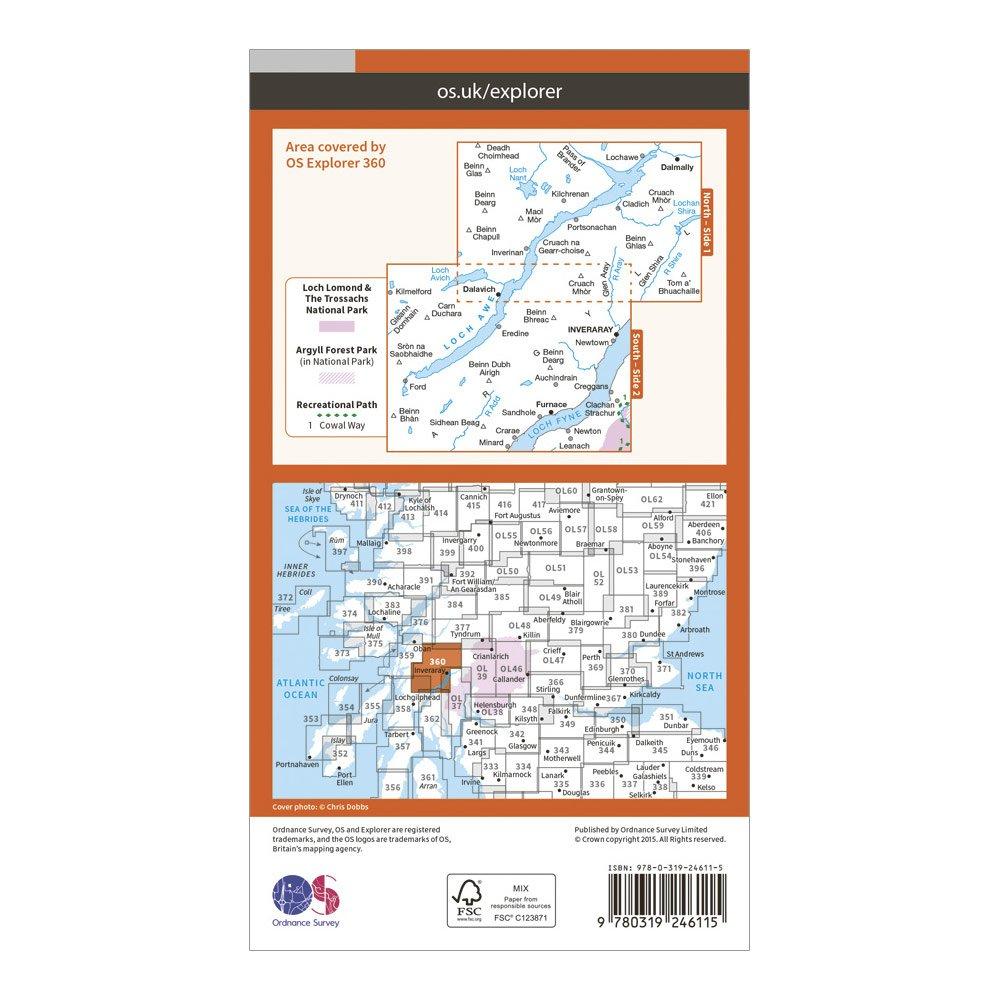 Explorer 360 Loch Awe & Inverarary Map With Digital Version