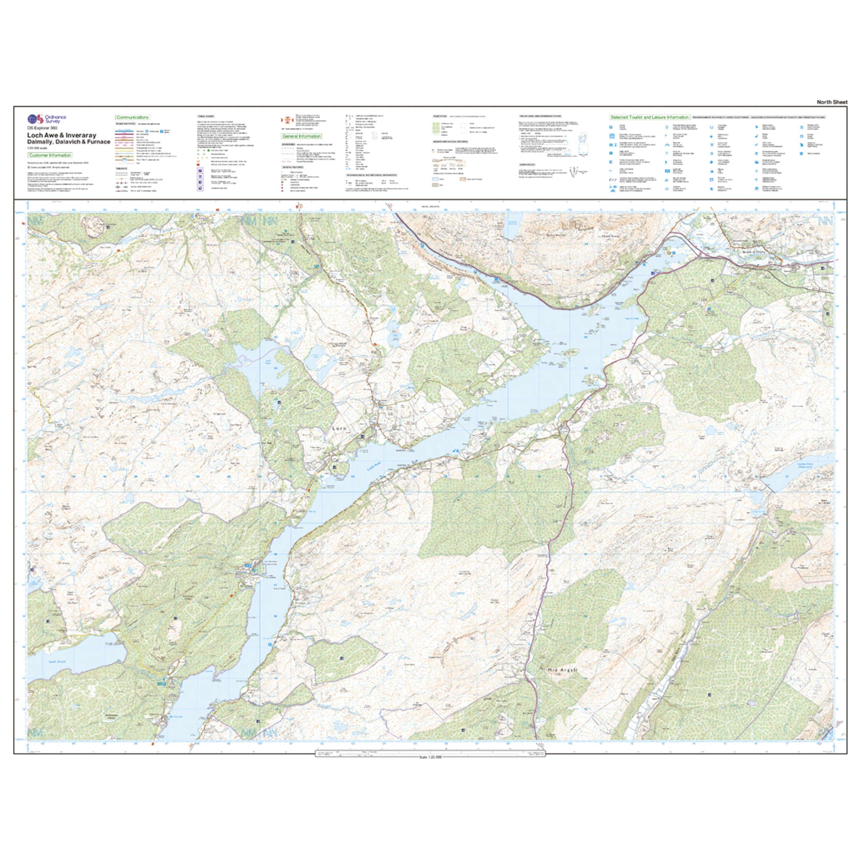 Explorer 360 Loch Awe & Inverarary Map With Digital Version
