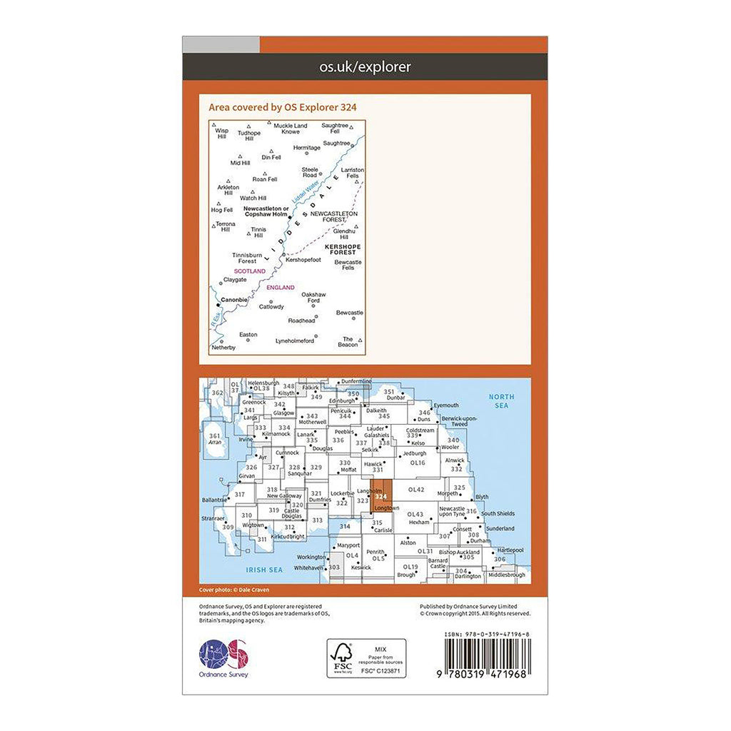 Explorer Active 324 Liddersdale & Kershope Forest Map With Digital Version