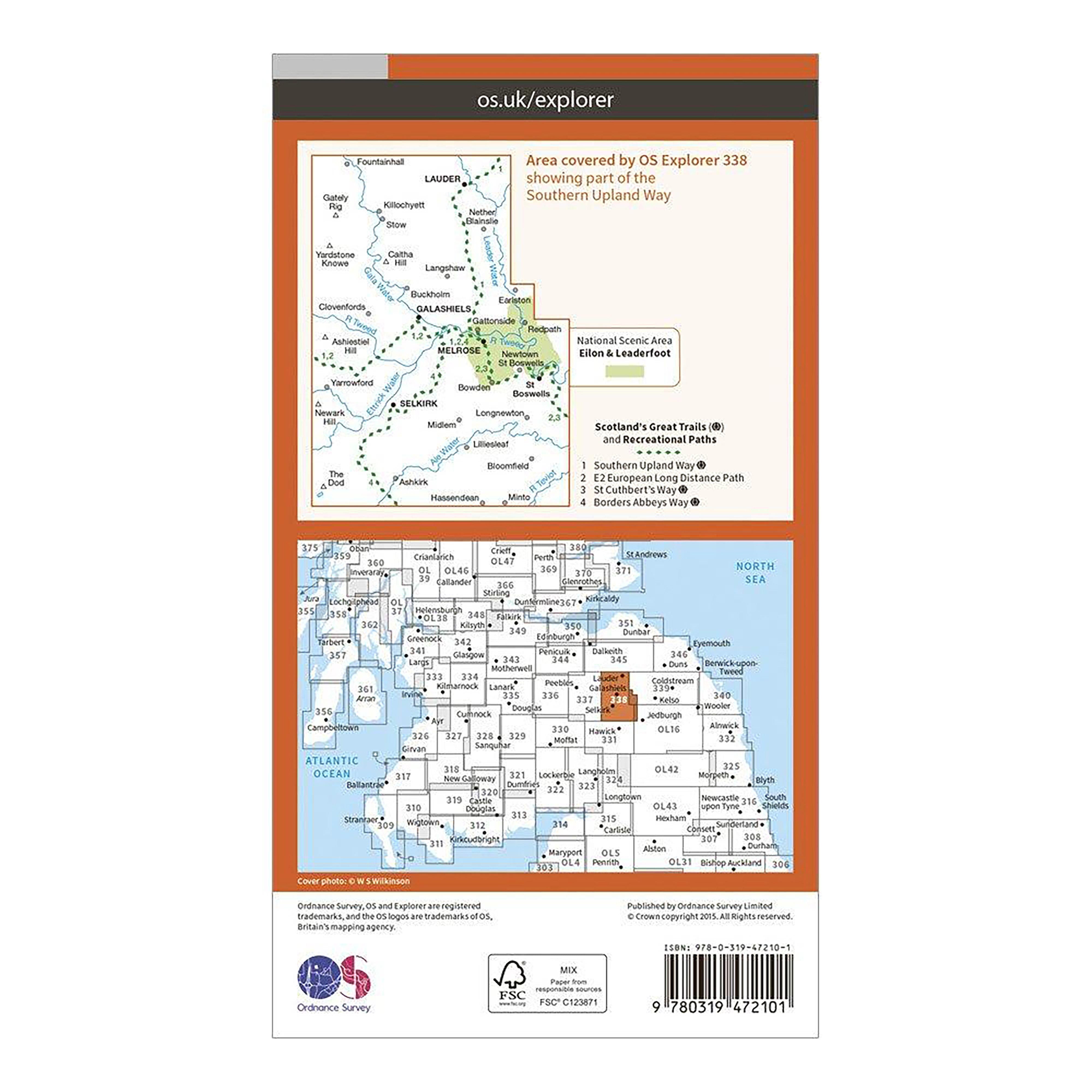 Explorer Active 338 Galashiels, Selkirk & Melrose Map With Digital Version