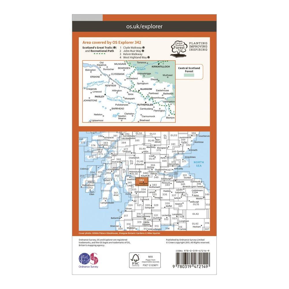 Explorer Active 342 Glasgow Map With Digital Version