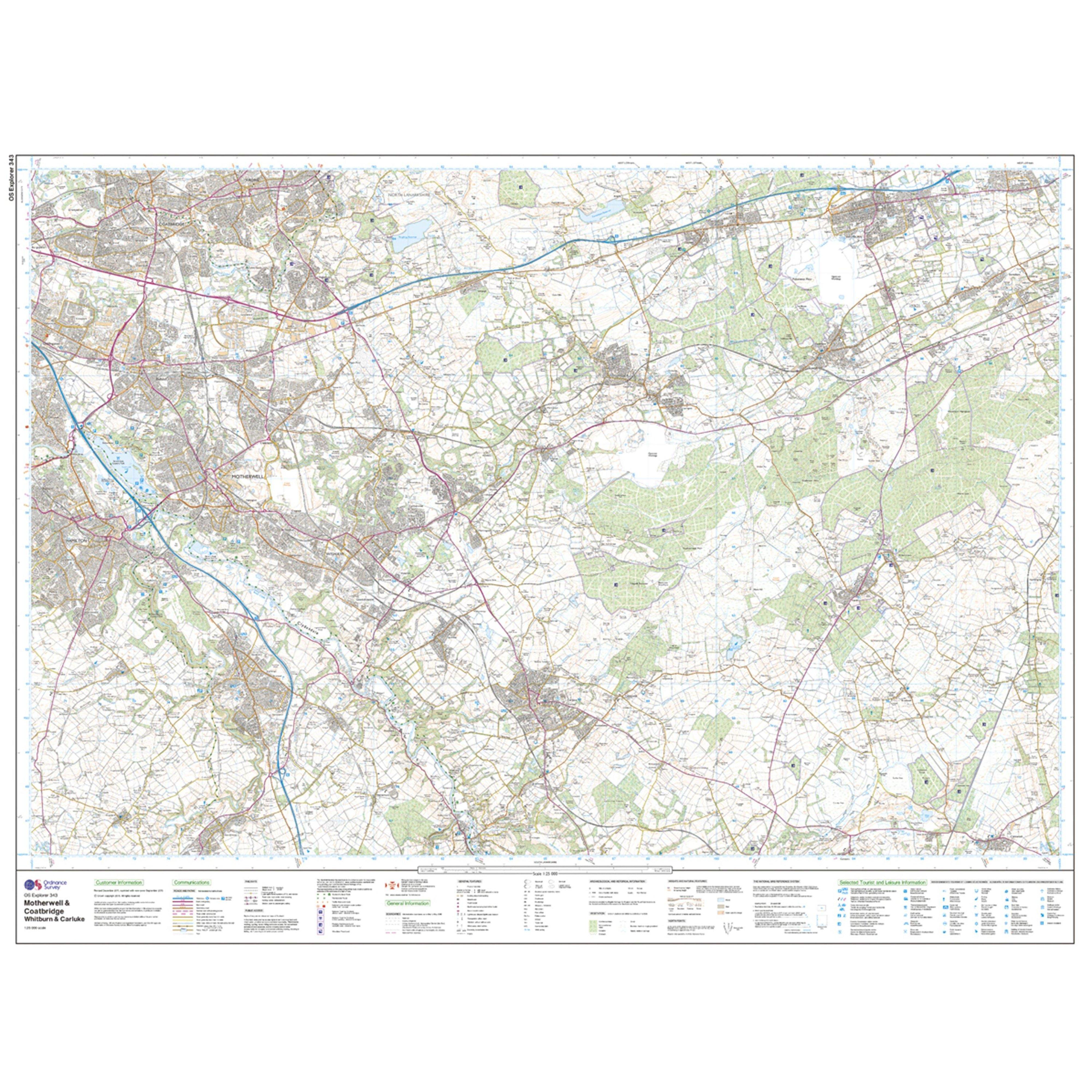Explorer Active 343 Motherwell & Coatbridge Map With Digital Version