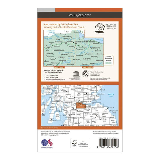 Explorer Active 349 Falkirk, Cumbernauld & Livingston Map With Digital Version