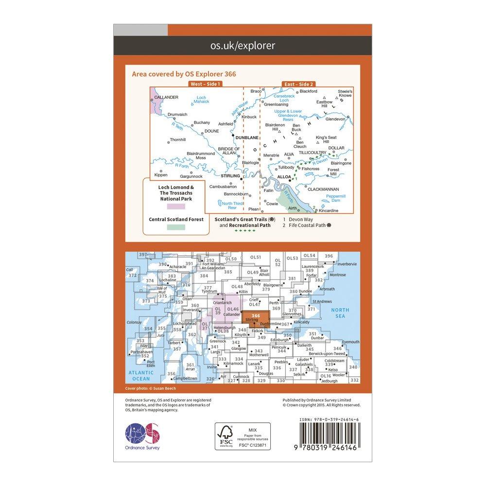 Explorer 366 Stirling & Ochil Hills Map With Digital Version