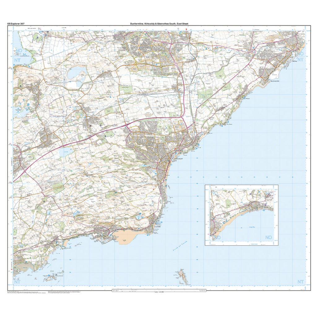 Explorer 367 Dunfermline, Kirkcaldy & Glenrothes South Map With Digital Version