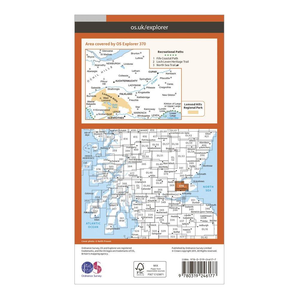 Explorer 370 Glenrothes North, Falkland & Lomond Hills Map With Digital Version