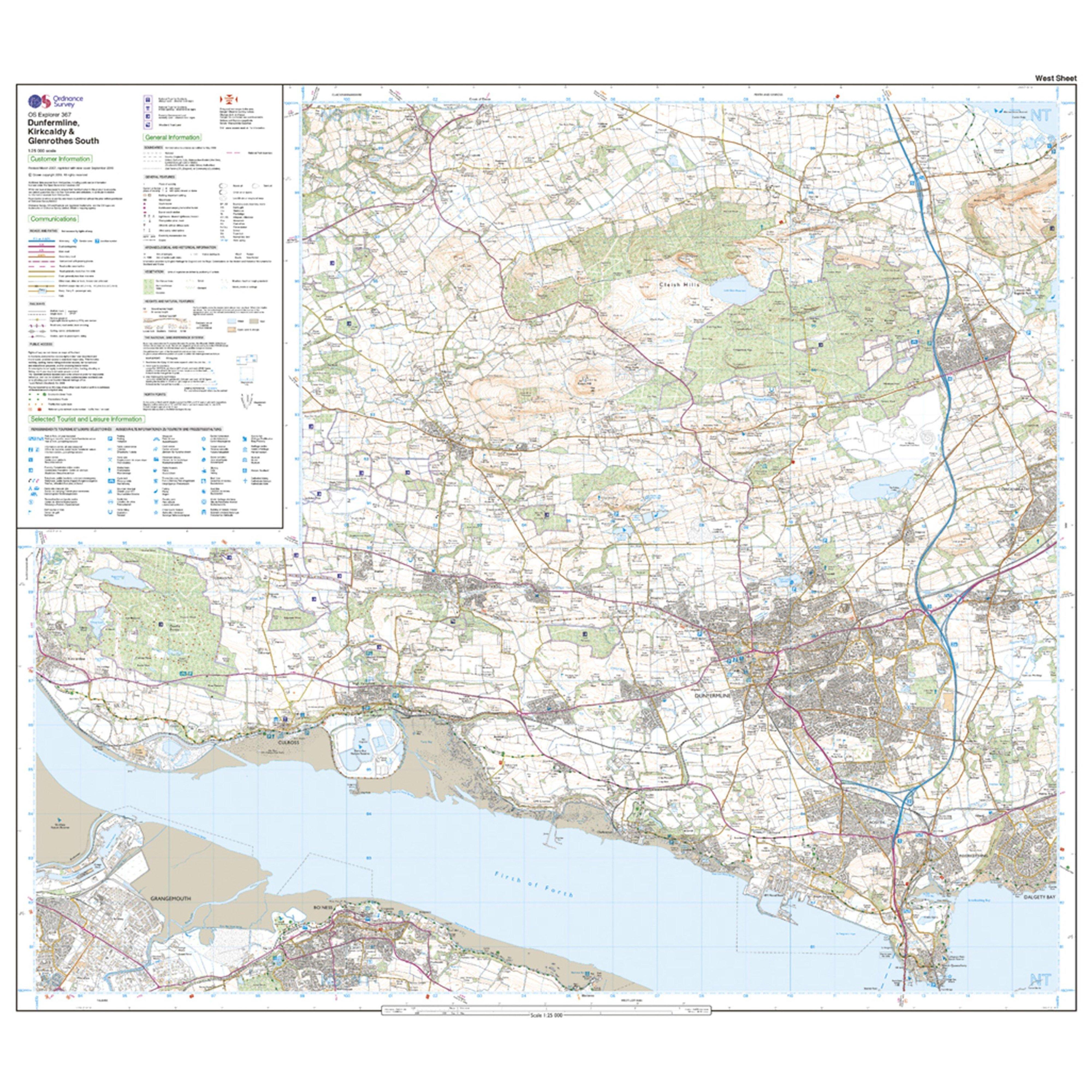 Explorer Active 367 Dunfermline, Kirkcaldy & Glenrothes South Map With Digital Version