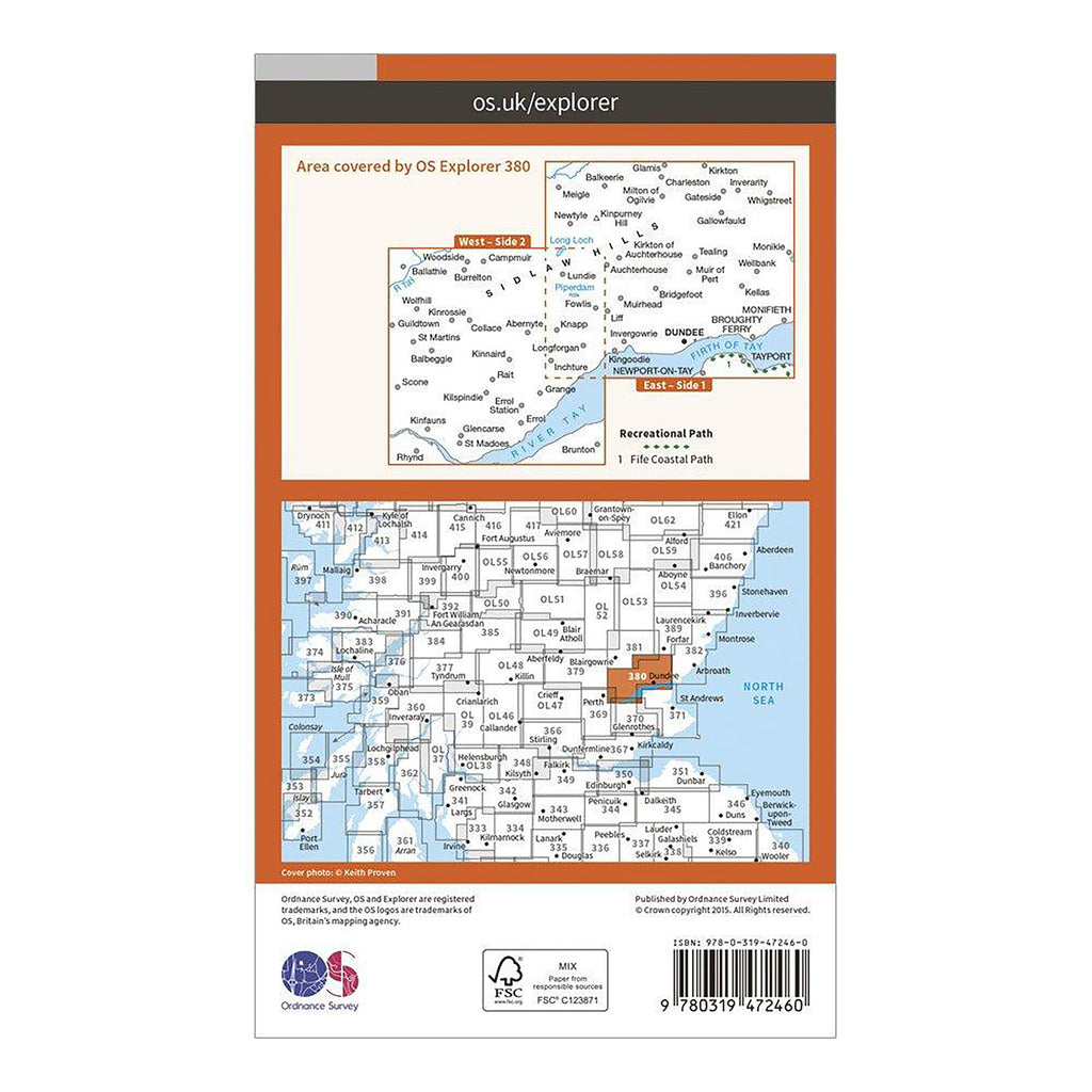 Explorer Active 380 Dundee & Sidlaw Hills Map With Digital Version