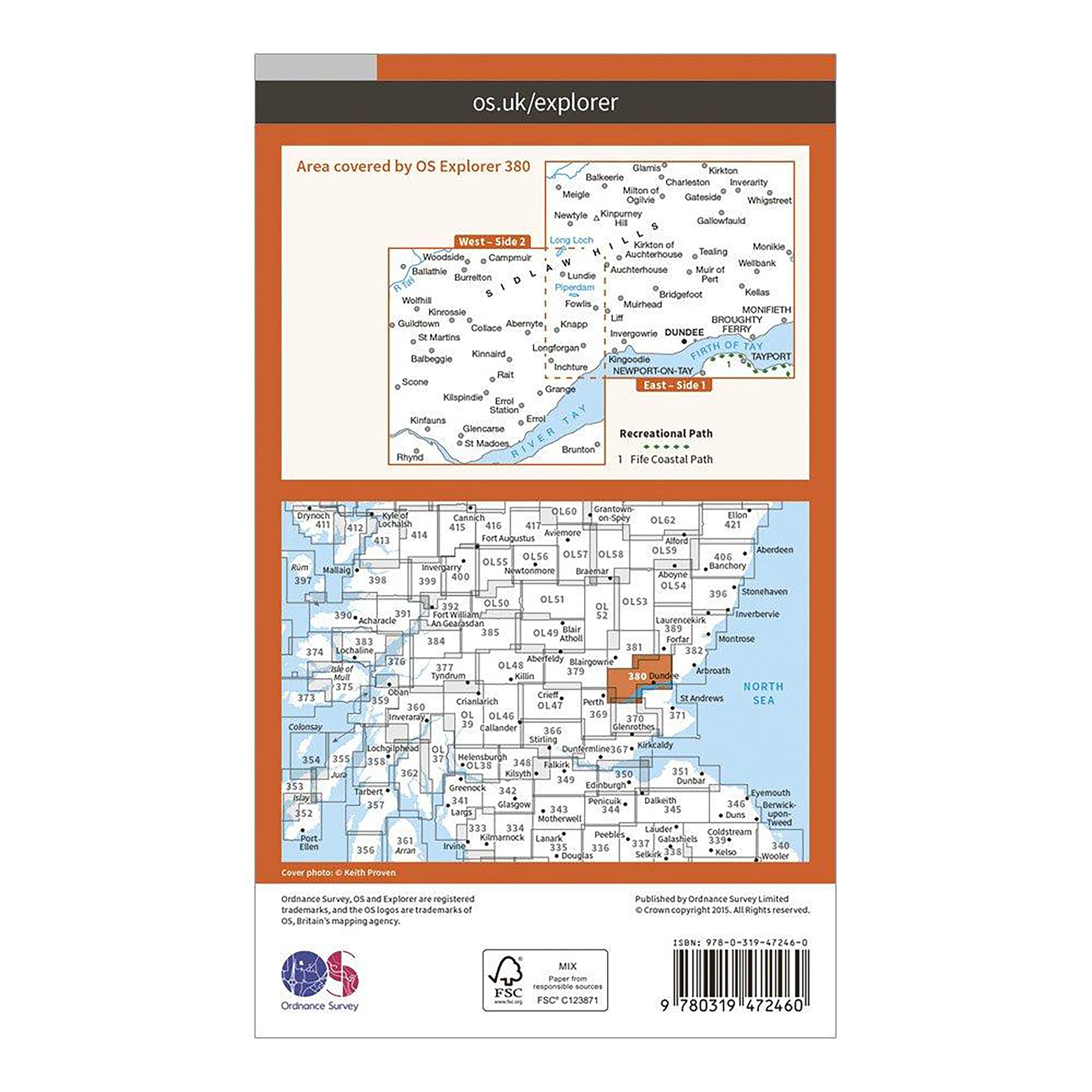 Explorer Active 380 Dundee & Sidlaw Hills Map With Digital Version