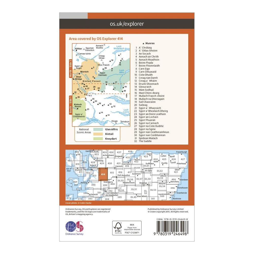 Explorer 414 Glan Shiel & Kintail Forest Map With Digital Version