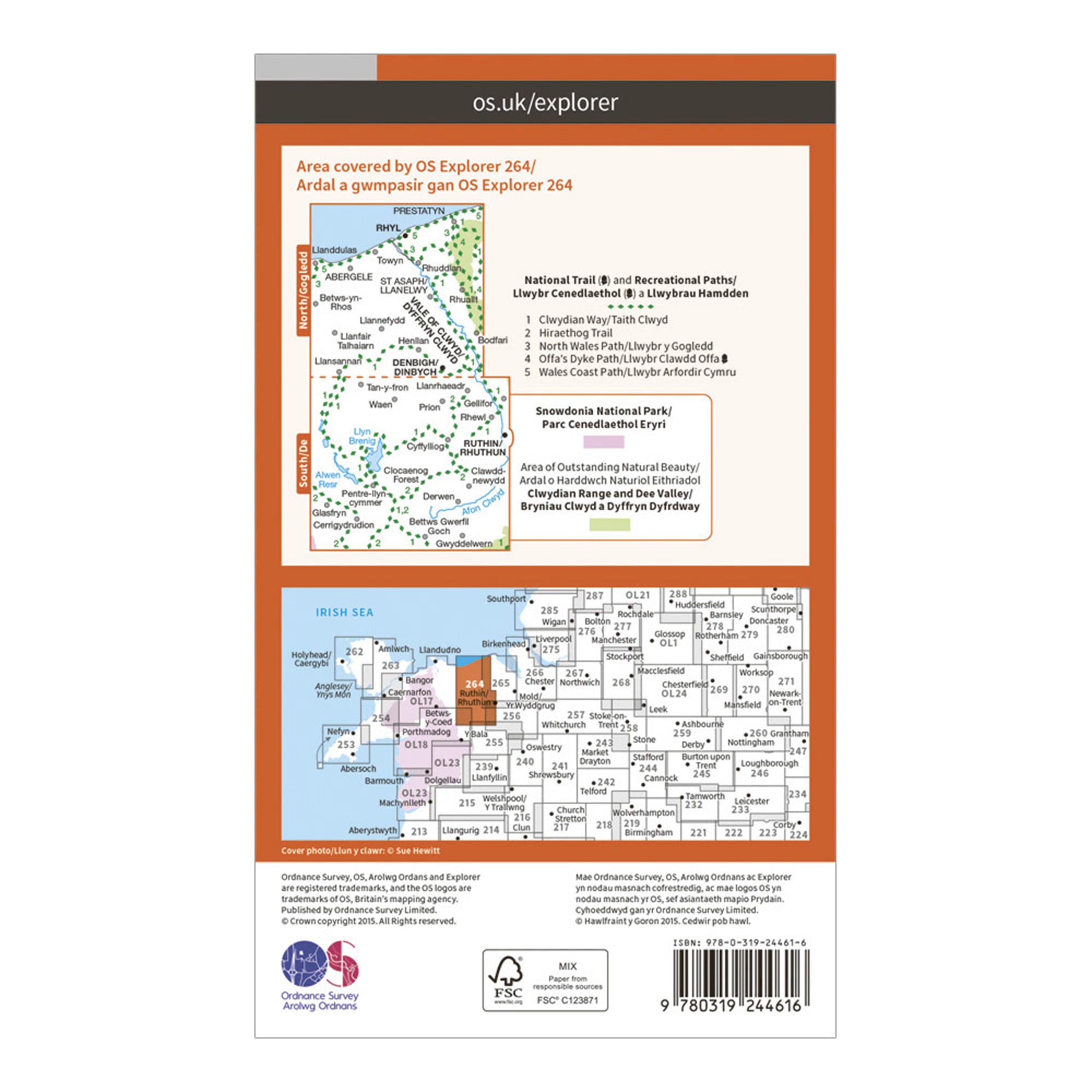 Explorer 264 Vale of Clwyd, Rhyl, Denbigh & Ruthin Map With Digital Version