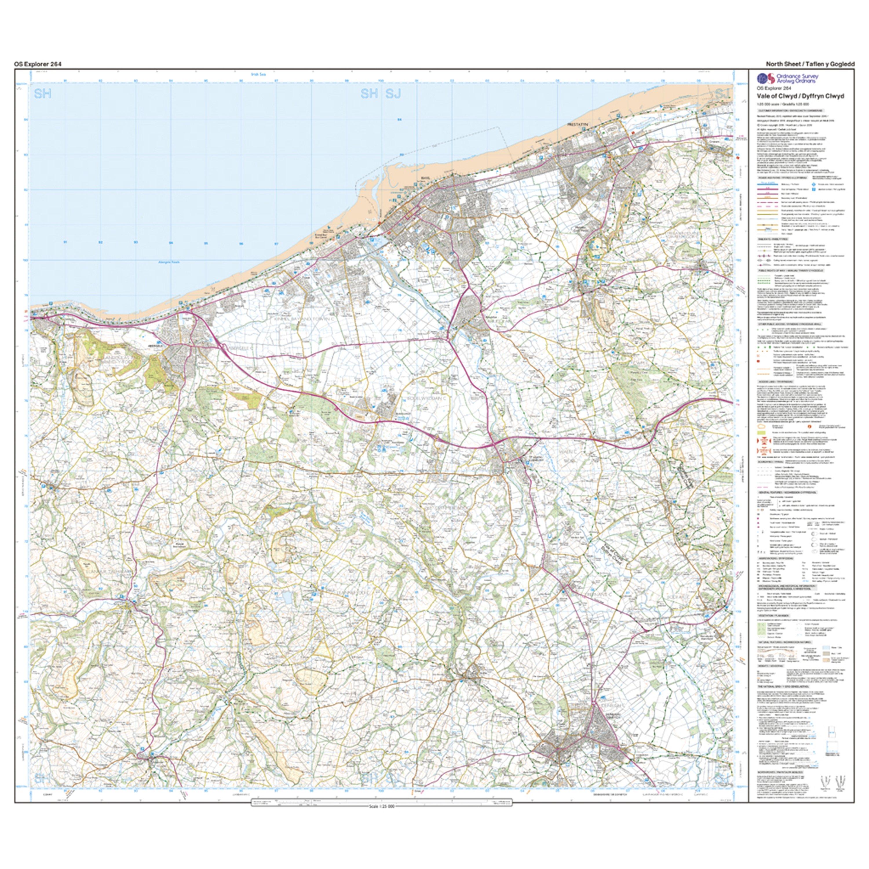 Explorer 264 Vale of Clwyd, Rhyl, Denbigh & Ruthin Map With Digital Version