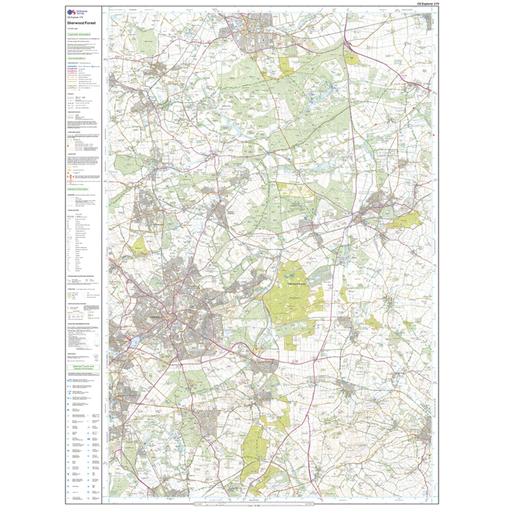 Forest Os Map Ordnance Survey Explorer 270 Sherwood Forest Map With Digital Version ...