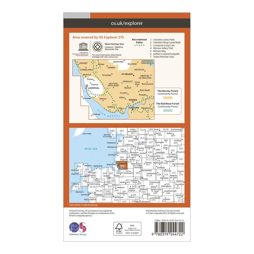Explorer 275 Liverpool, St Helens, Widnes & Runcorn Map With Digital Version