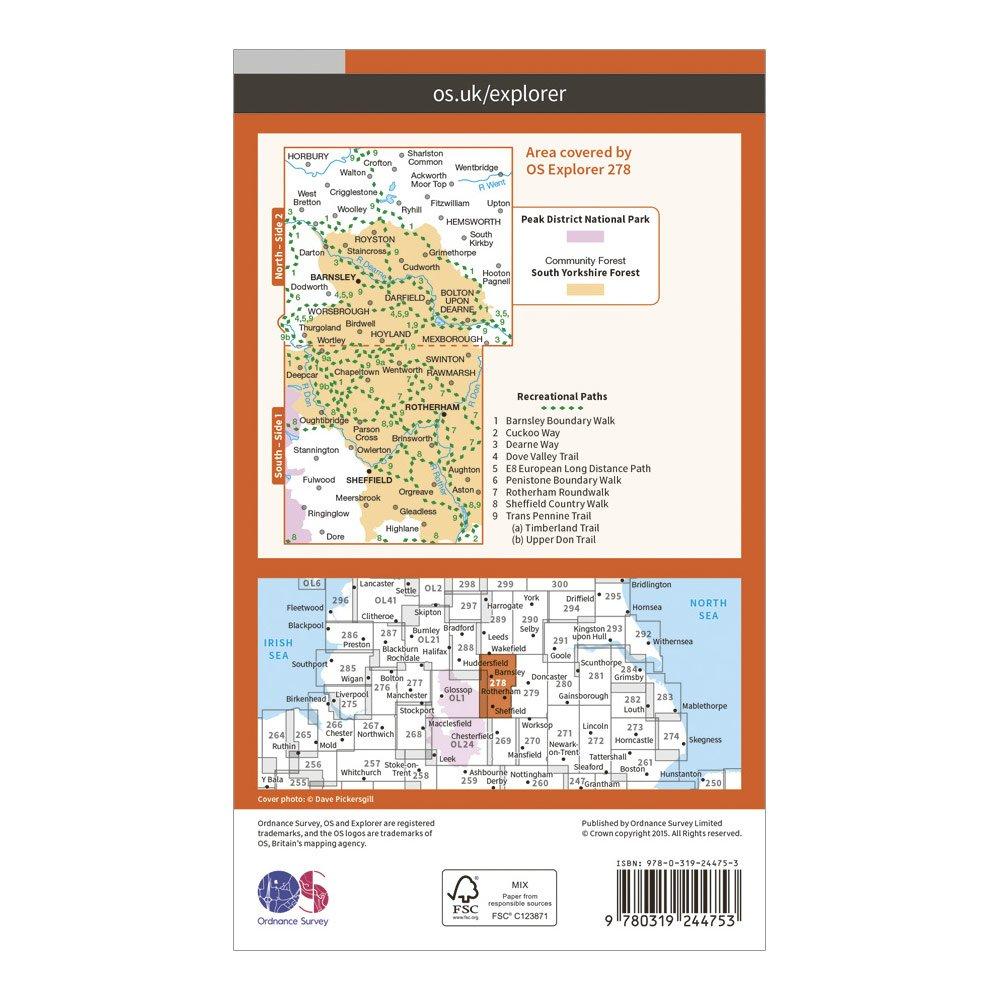 Explorer 278 Sheffield & Barnsley Map With Digital Version