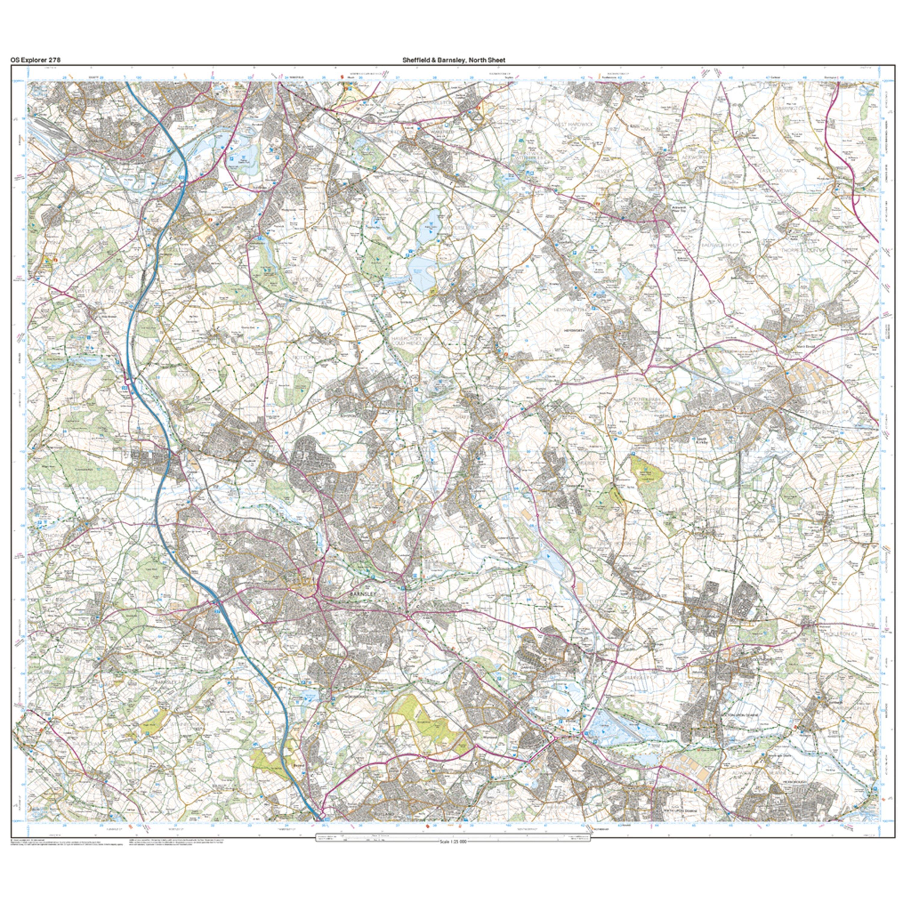 Explorer 278 Sheffield & Barnsley Map With Digital Version