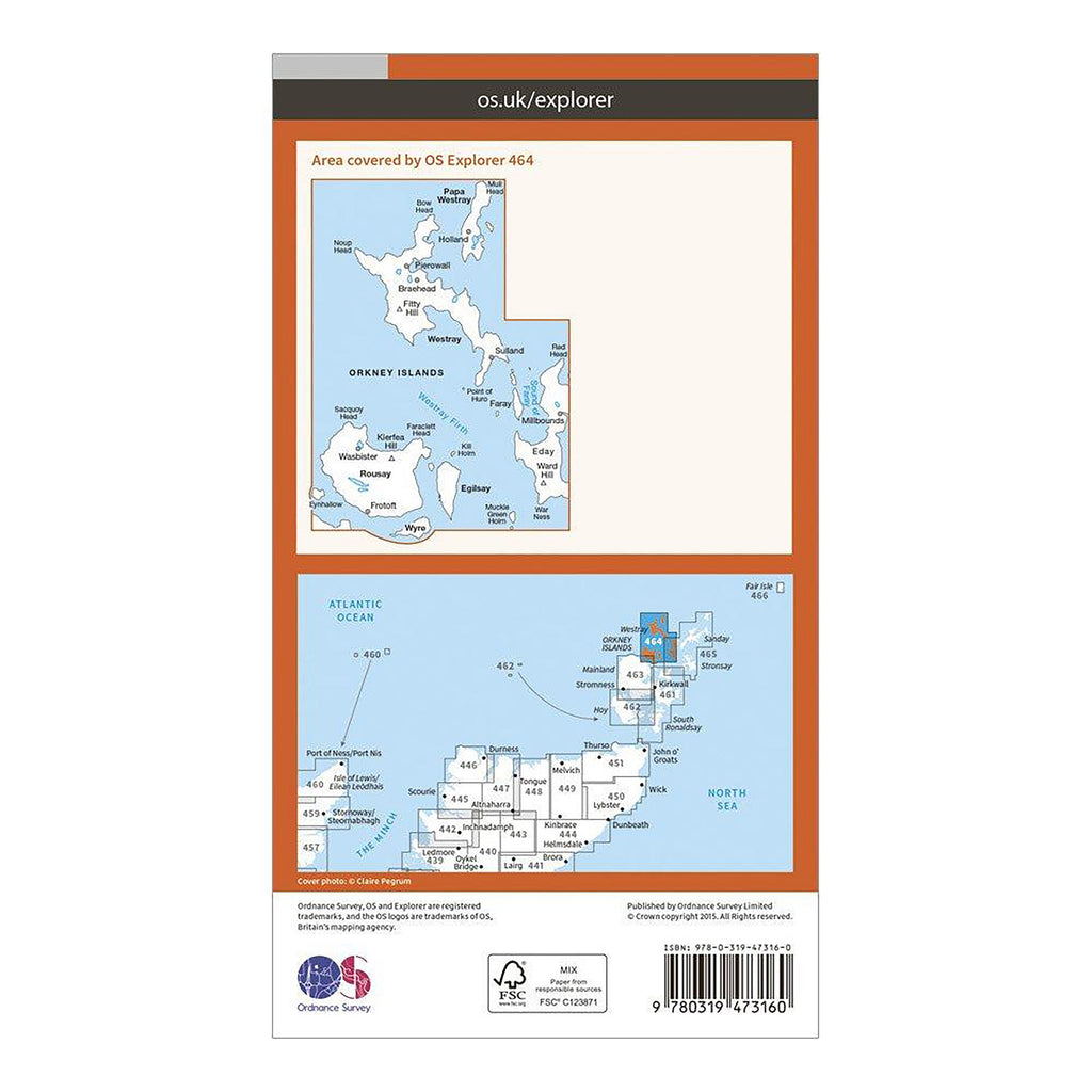 Explorer Active 464 Orkney - Westray, Papa Westray, Rousay, Egilsay & Wyre Map With Digital Version