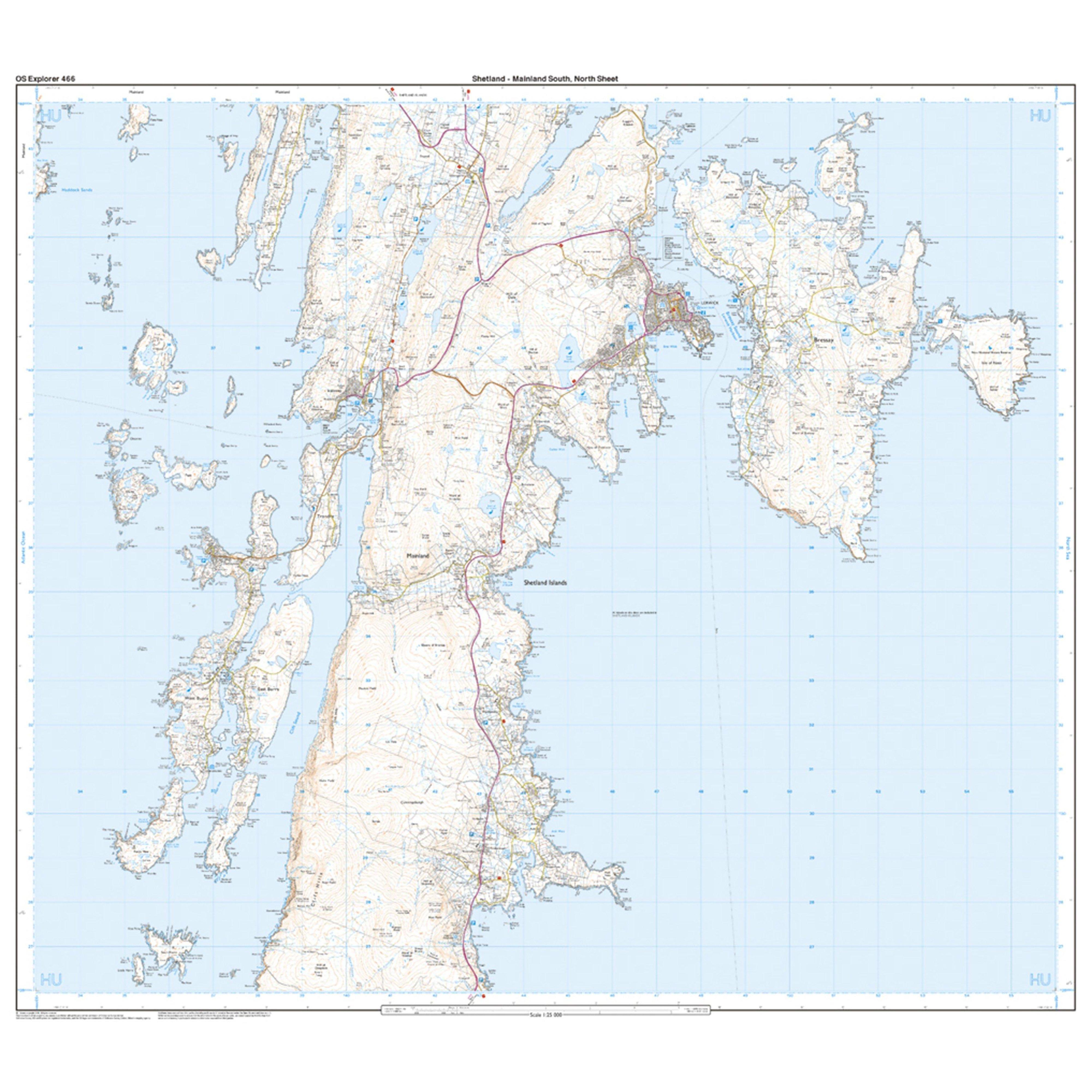 Explorer Active 466 Shetland - Mainland South Map With Digital Version