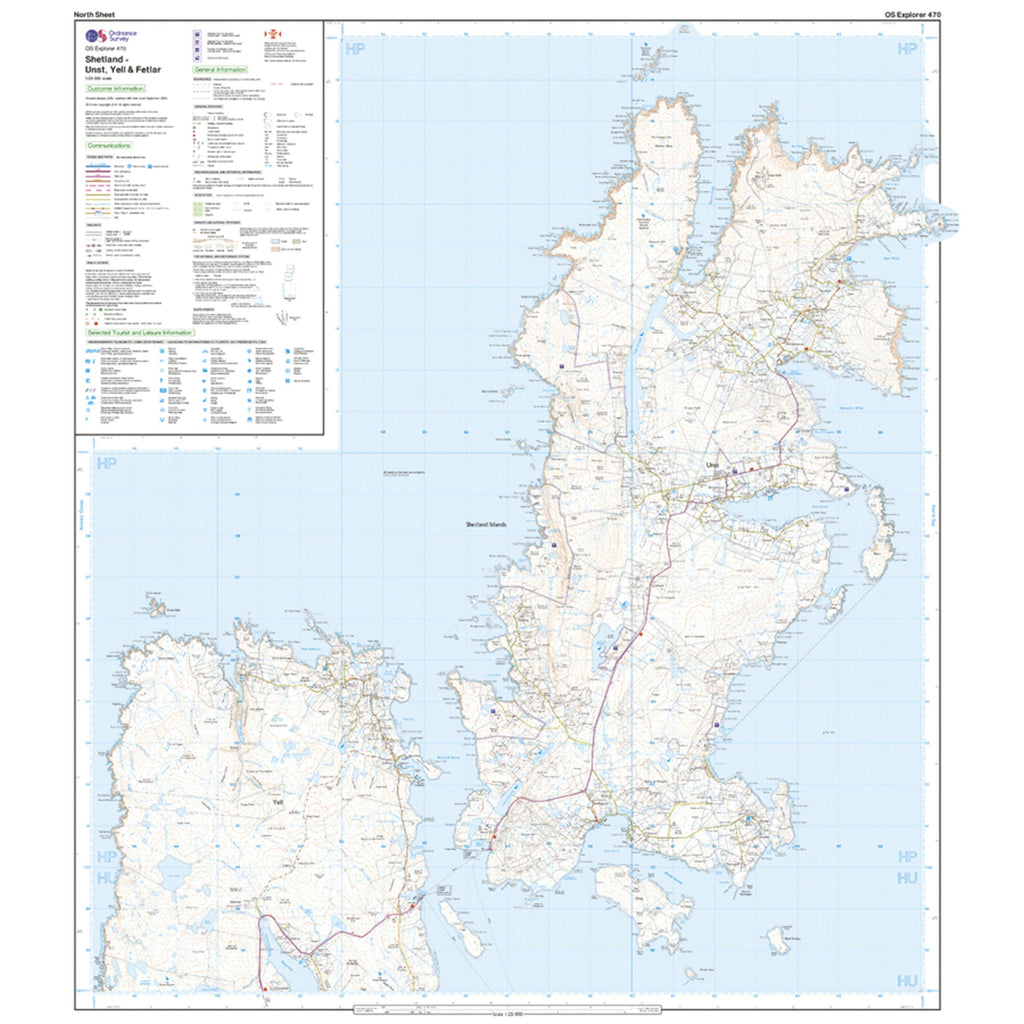 Explorer Active 470 Shetland - Unst, Yell & Fetlar Map With Digital Version